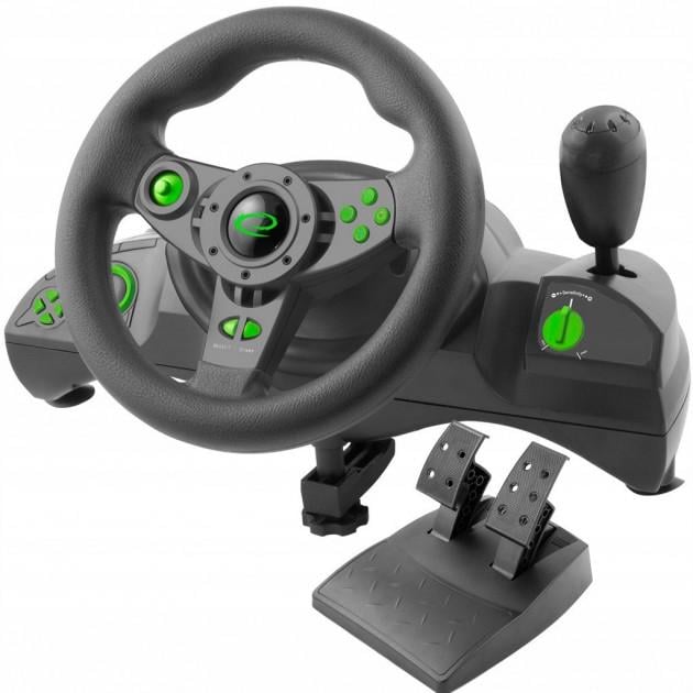 Игровой проводной руль Gembird PC/PS3 Black/Green (EGW102)