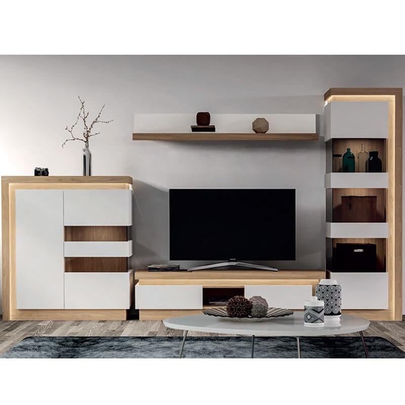 Стінка для вітальні Gerbor Рената 1 3265х420х1990 мм Горіх салєв/Німфея альба Стінка для вітальні Gerbor Рената 1 3265х420х1990 мм Горіх салєв/Німфея альба