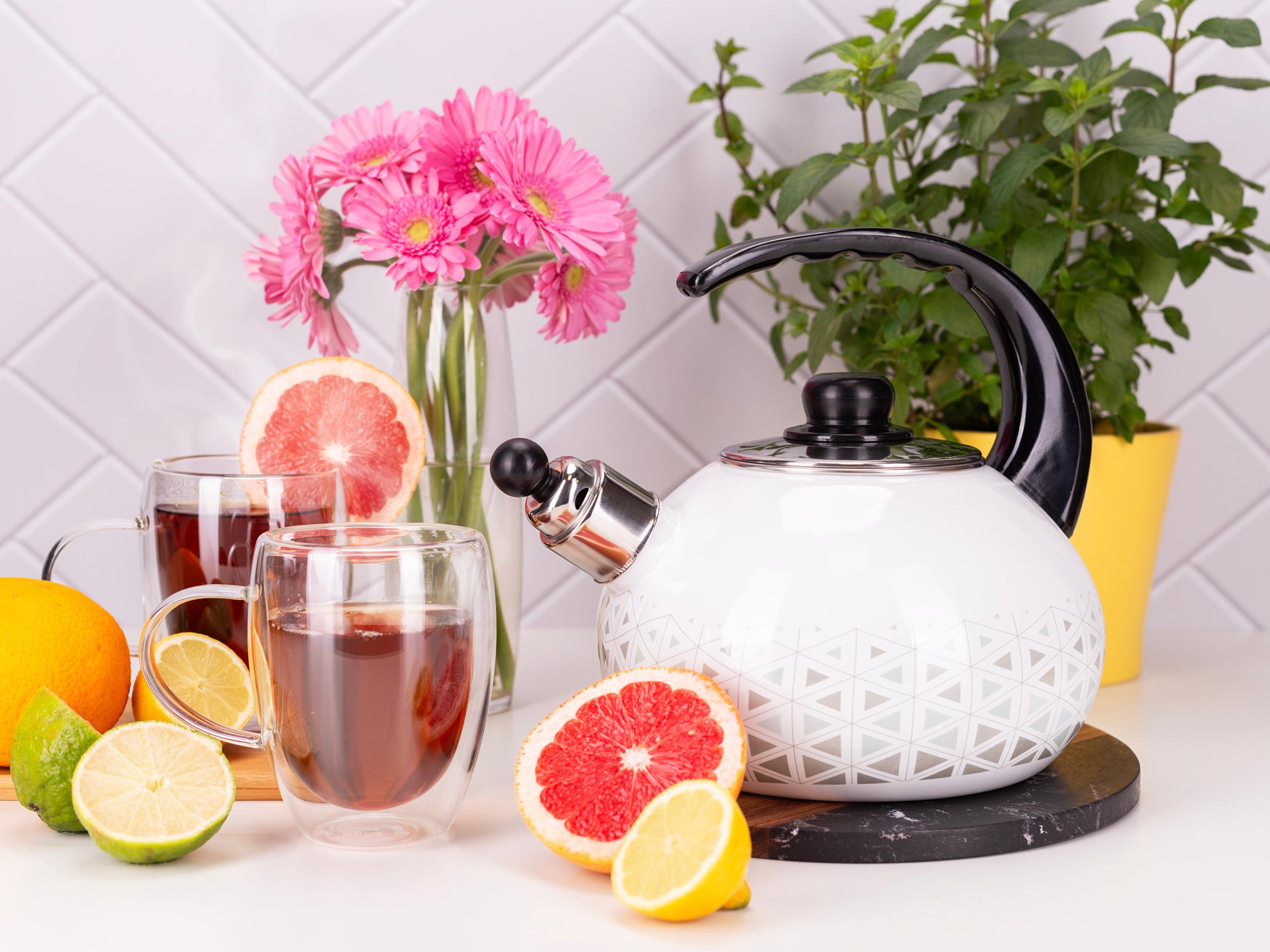 Чайник со свистком Kamille KM-1037 с рисунком из эмалированной стали 2,5 л Белый (150-84-1037) - фото 5 Чайник со свистком Kamille KM-1037 с рисунком из эмалированной стали 2,5 л Белый (150-84-1037) - фото 5