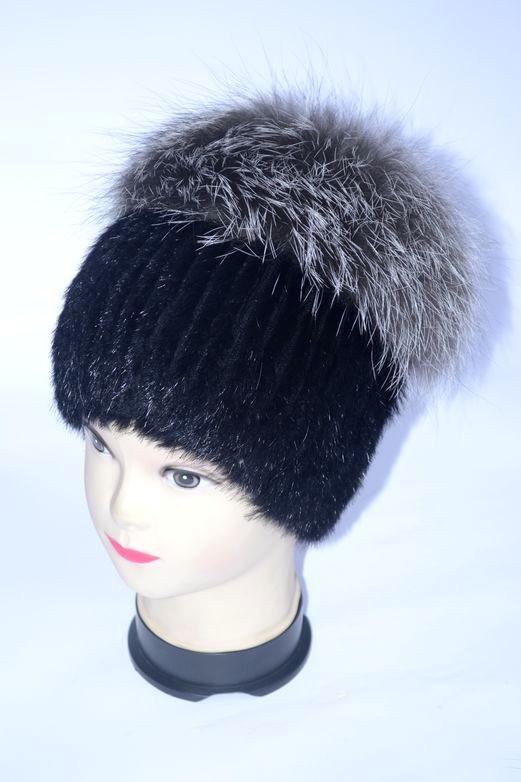 Шапка женская из меха ондатры и песца (28538)