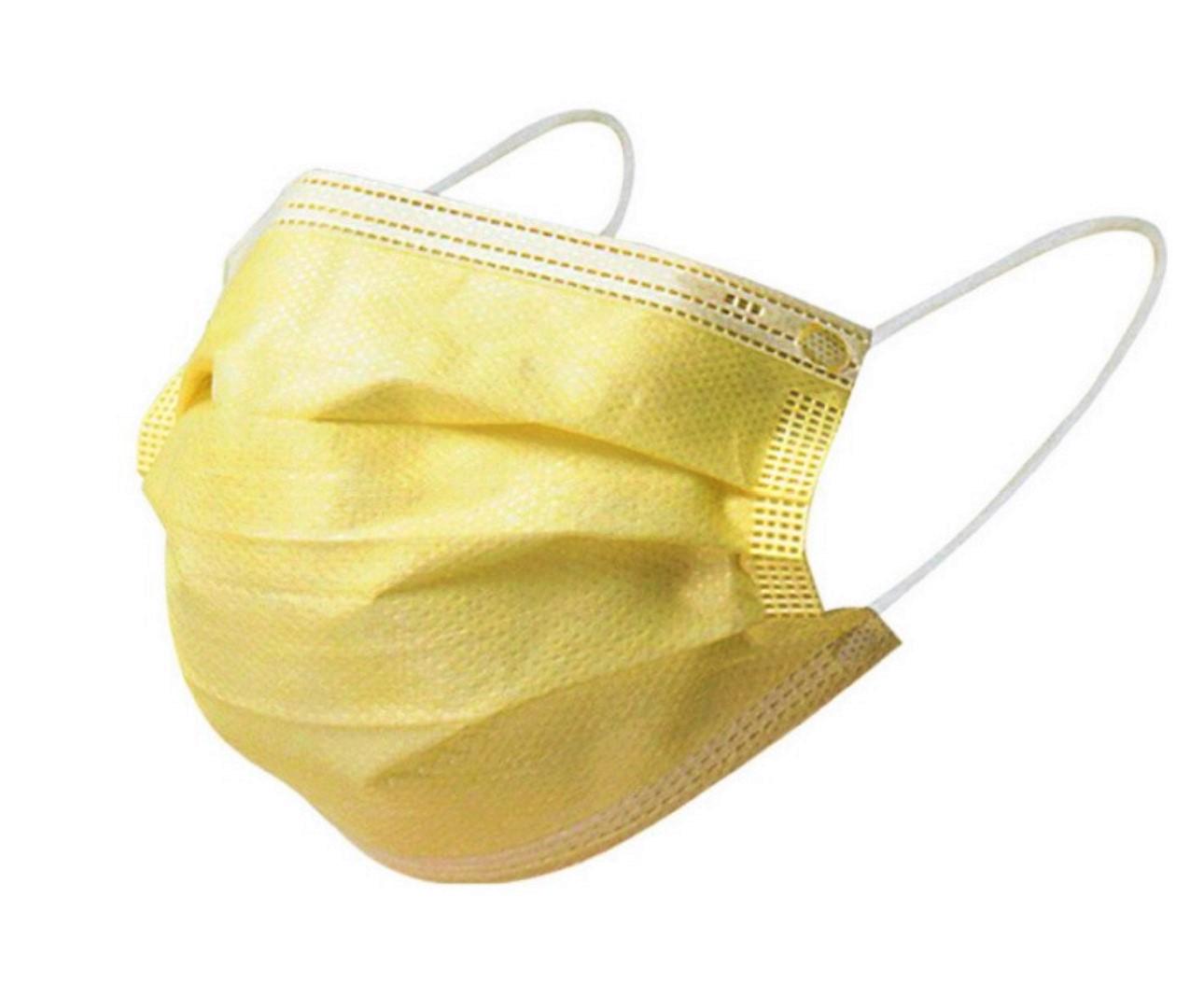 Маска медицинская 3-слойная на резинке Желтый