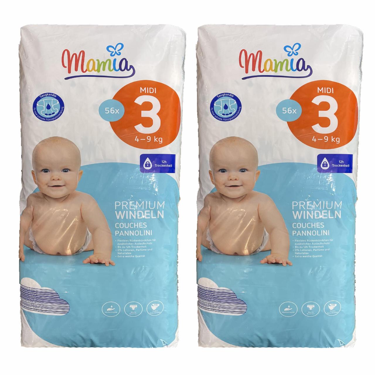 Підгузки дитячі Mamia Premium 3 Midi 4-9 кг 112 шт. (2172978343)
