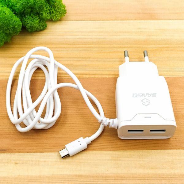 Зарядное устройство Micro USB + 2 USB Sertek 2,4A (12184)