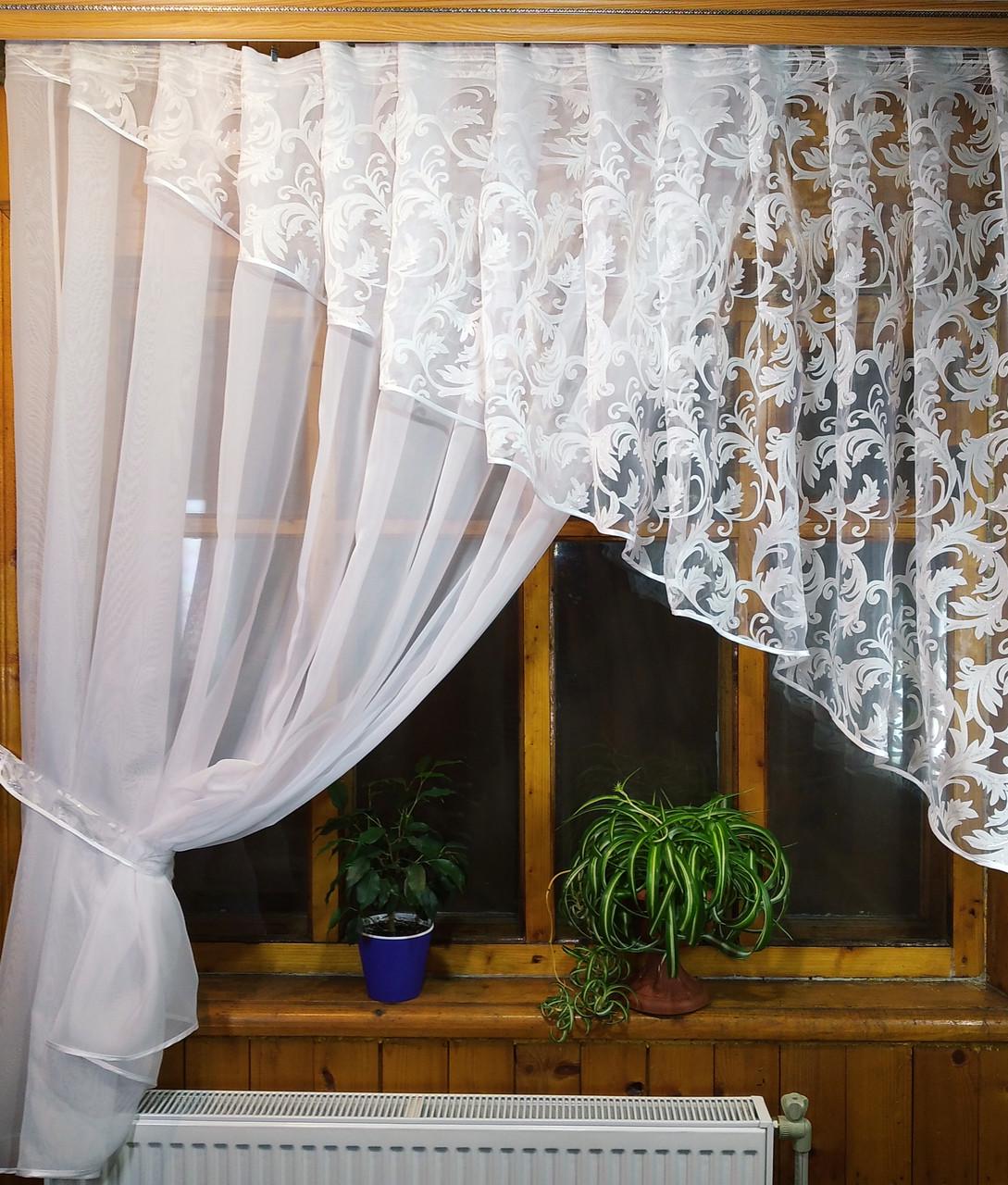 Тюль Анжелика вензель левая 170х400 см Белый (1783744003) - фото 2 Тюль Анжелика вензель левая 170х400 см Белый (1783744003) - фото 2