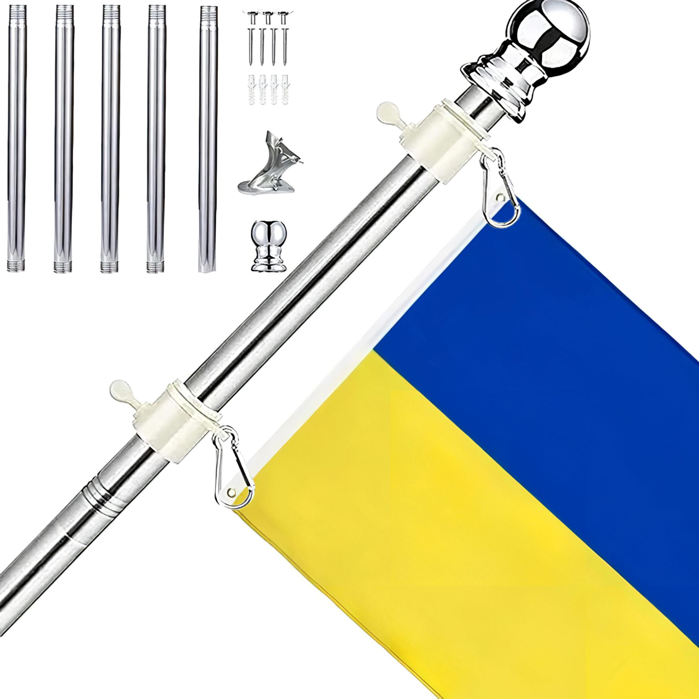 Комплект флагшток регулируемый и флаг Украины габардин Kayfovo FUA-1 140х90 см (28643) - фото 6 Комплект флагшток регулируемый и флаг Украины габардин Kayfovo FUA-1 140х90 см (28643) - фото 6