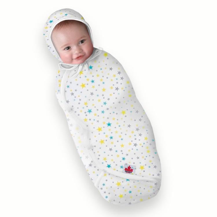 Європлівка з шапочкою на липучці Ontario Baby Deep Sleep Flanel-3 Зірки від 0 до 3 місяців Блакитний (ART-0000597)