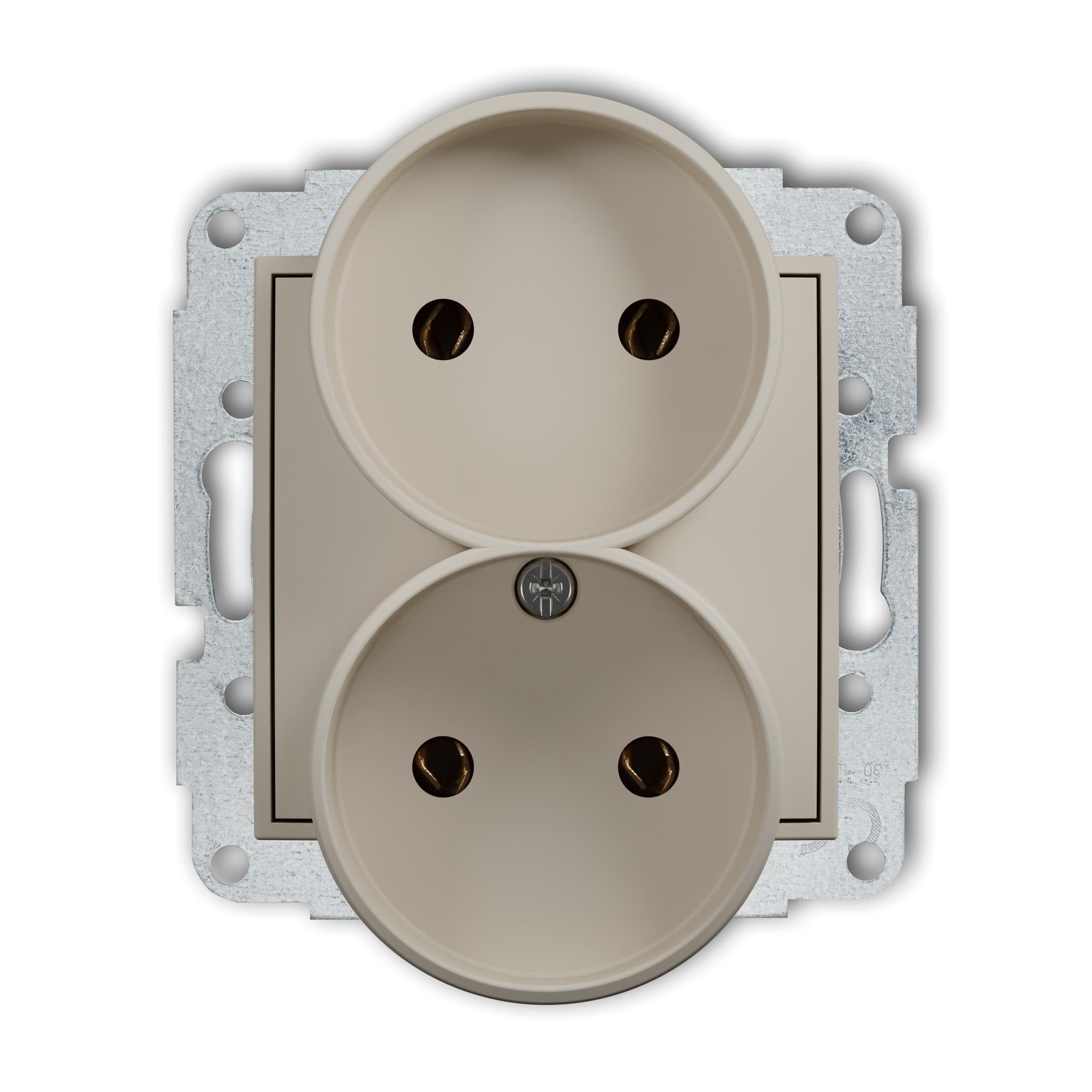 Розетка двойная Karlik Mini без заземления внутренняя Taupe (60MGPR-2)