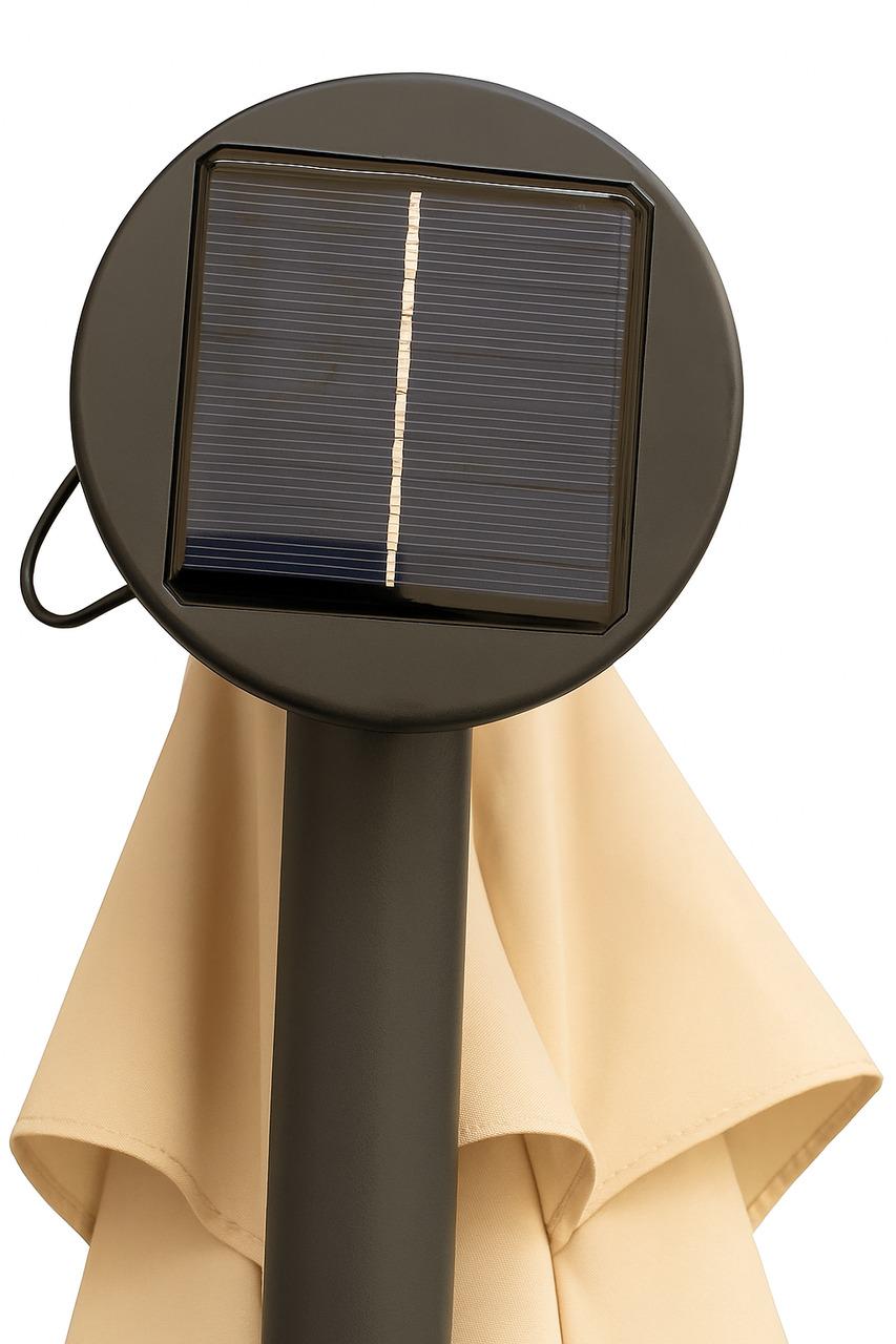 Парасолька садова WCG з LED підсвічуванням з чохлом 3,5 м Бежевий - фото 4