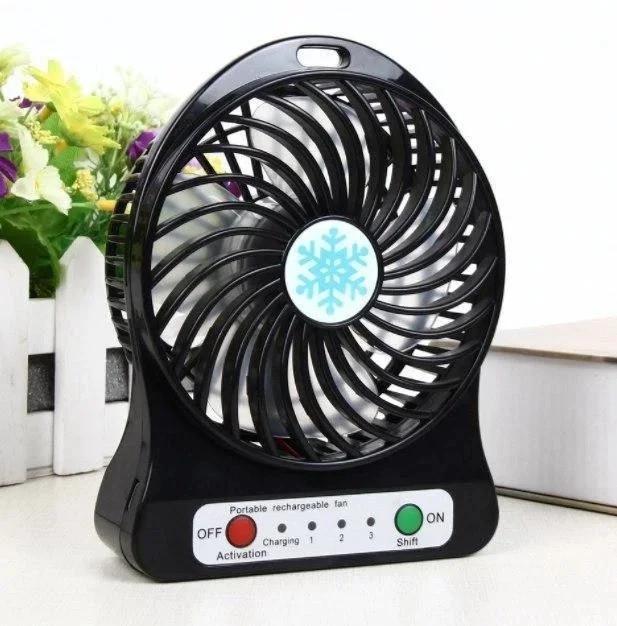 Вентилятор настільний Portable Fan портативний usb на батареї Чорний - фото 3