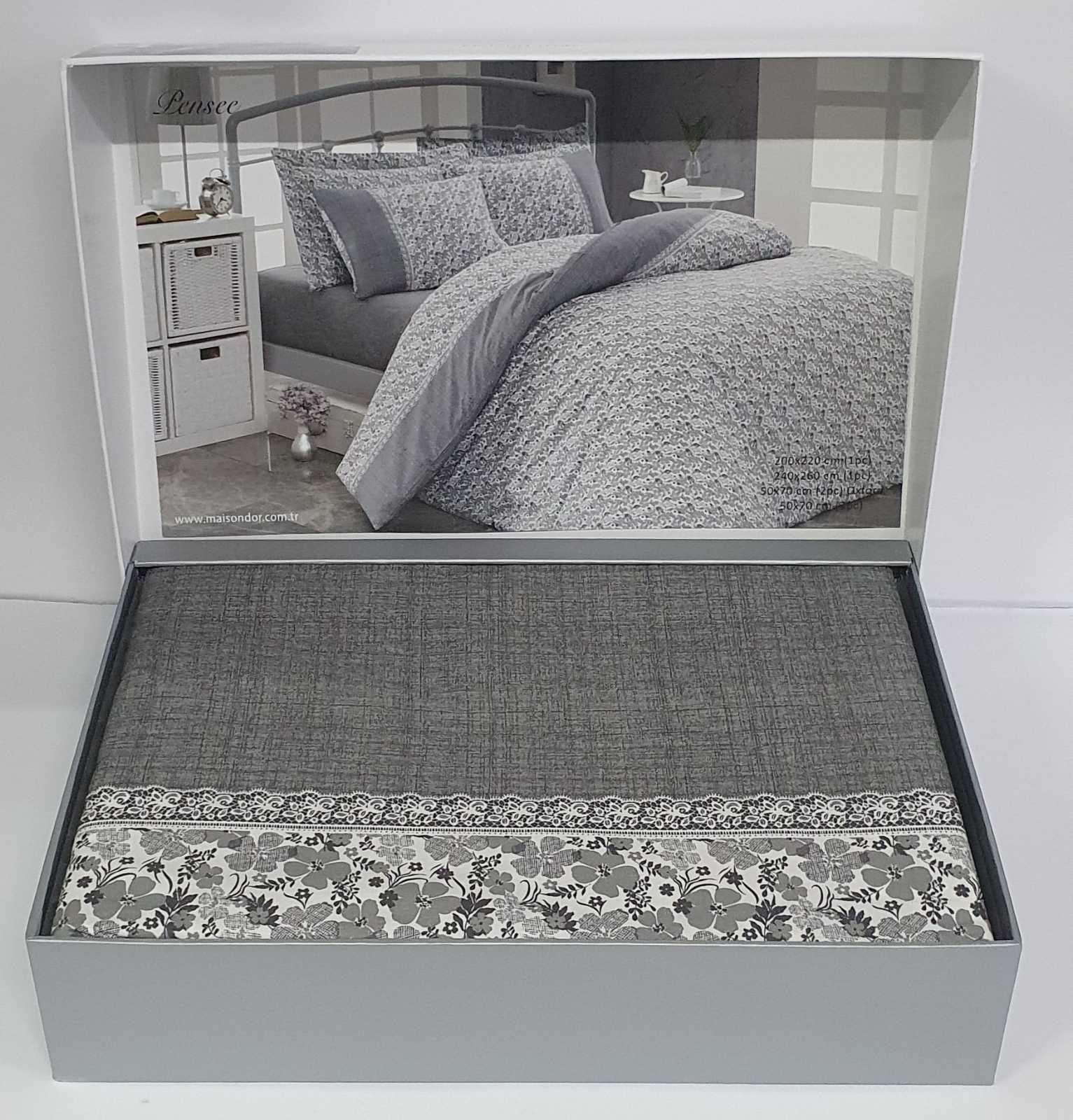 Комплект постельного белья Maison D'or Ранфорс Pensee 200х220 Dark Grey (CN5955)