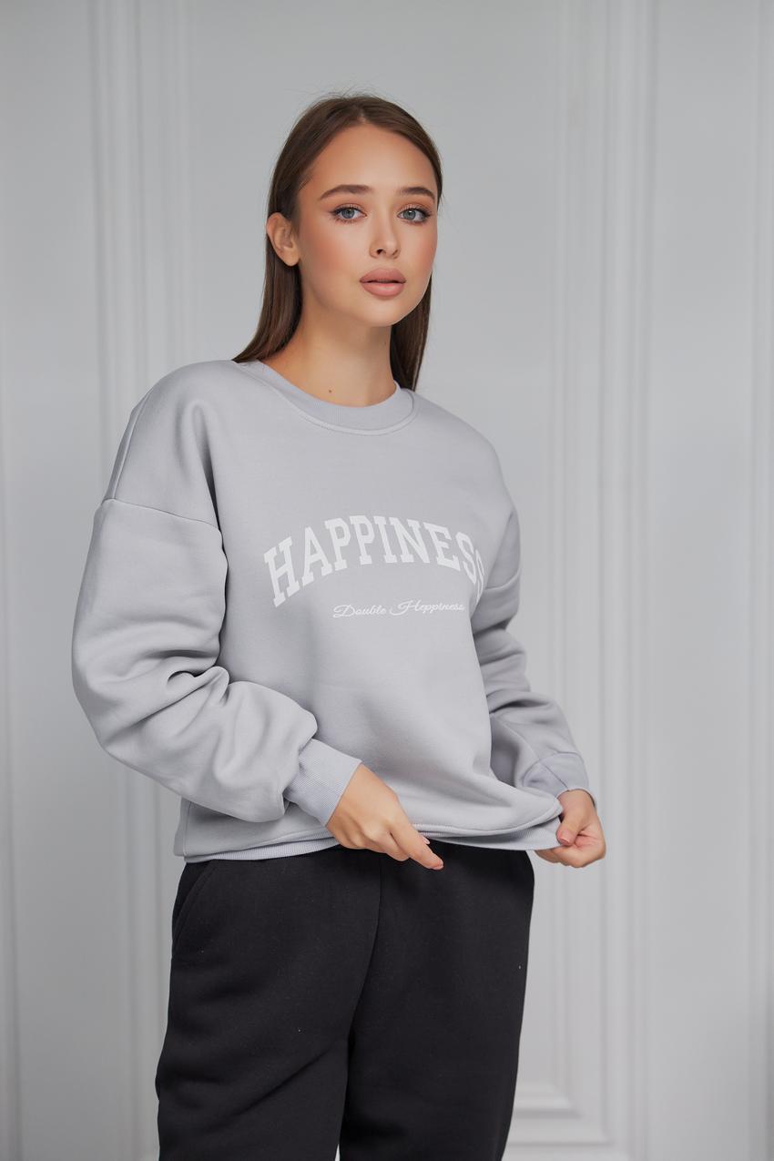 Свитшот женский Happiness М132.4/1 начес XL Пепельный (600-1-63) Свитшот женский Happiness М132.4/1 начес XL Пепельный (600-1-63)