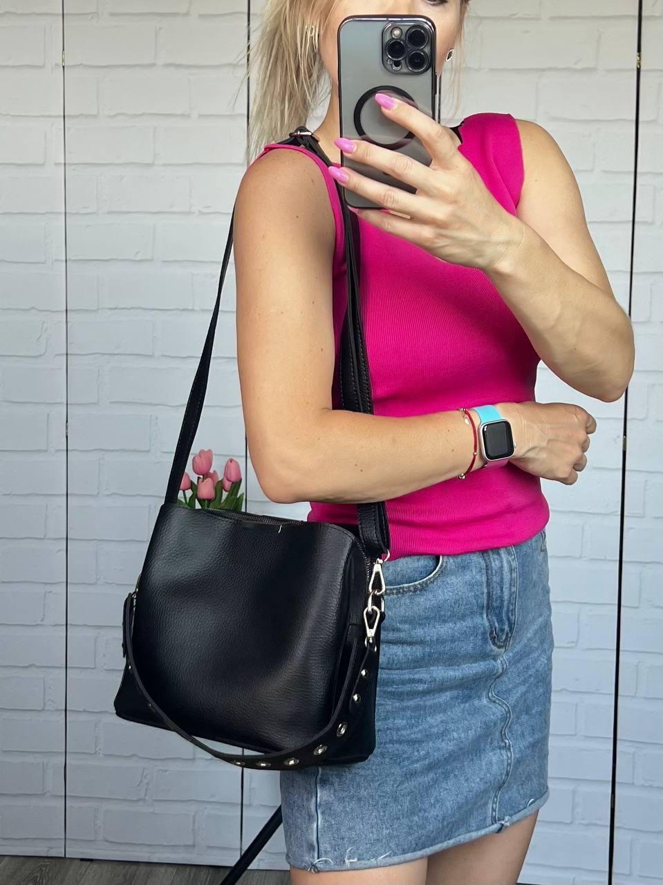 Сумка кросс боди женская через плечо из экокожи с двумя съемными ремнями Черный - фото 8 Сумка кросс боди женская через плечо из экокожи с двумя съемными ремнями Черный - фото 8