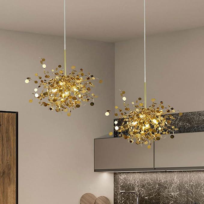 Светильник из гибких дисков металла на 2 подвеса Золотой (M 219/2 GD)