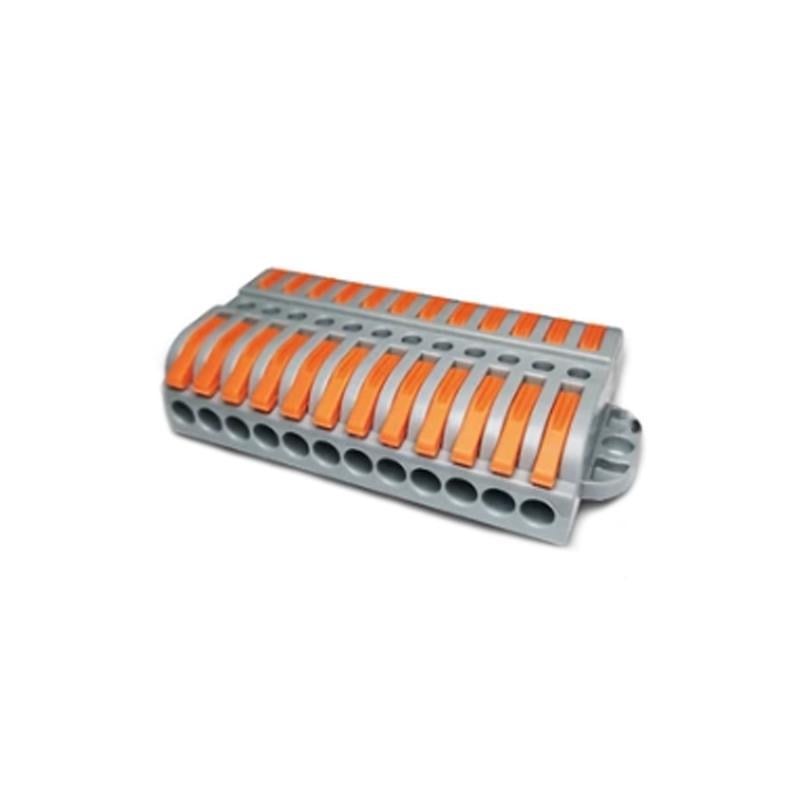 Клемма проходная Tactix 0,5-4 мм2 32А 12х1-12х1 одинарная 39,3х73,3х14,5 мм рычаг крепеж 4 мм Оранжевый (CT223-12P)