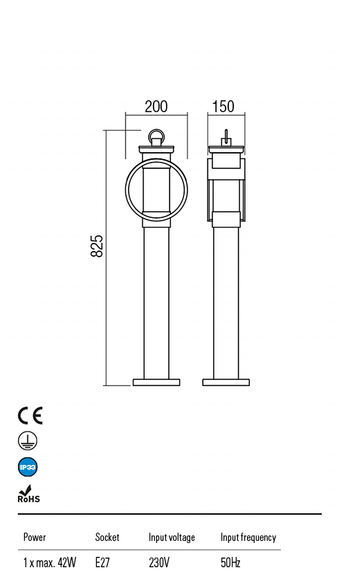 Стовпчик Redo Compass St 825 Mm E27 42 W Ip33 Cf 4.1.1 (9573) - фото 3