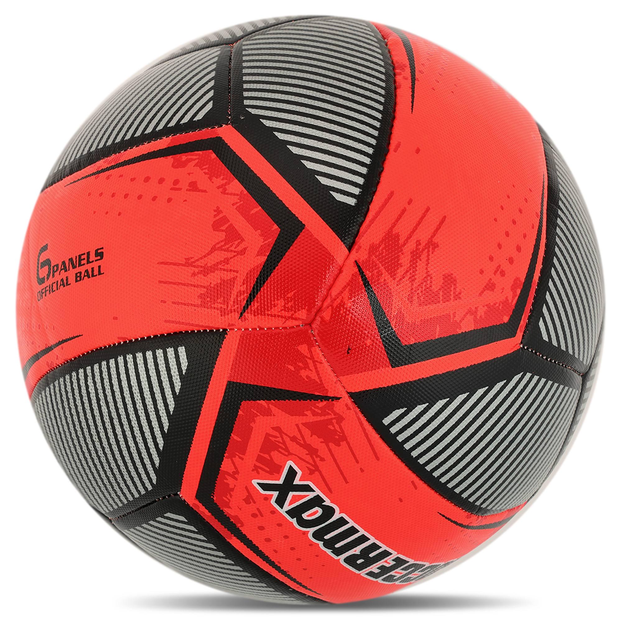 Мяч футбольный ламинированный SOCCERMAX HYBRID FB-4120 гибридная сшивка PU №5 Красный/Черный (FB-4120_Красный-черный) - фото 3