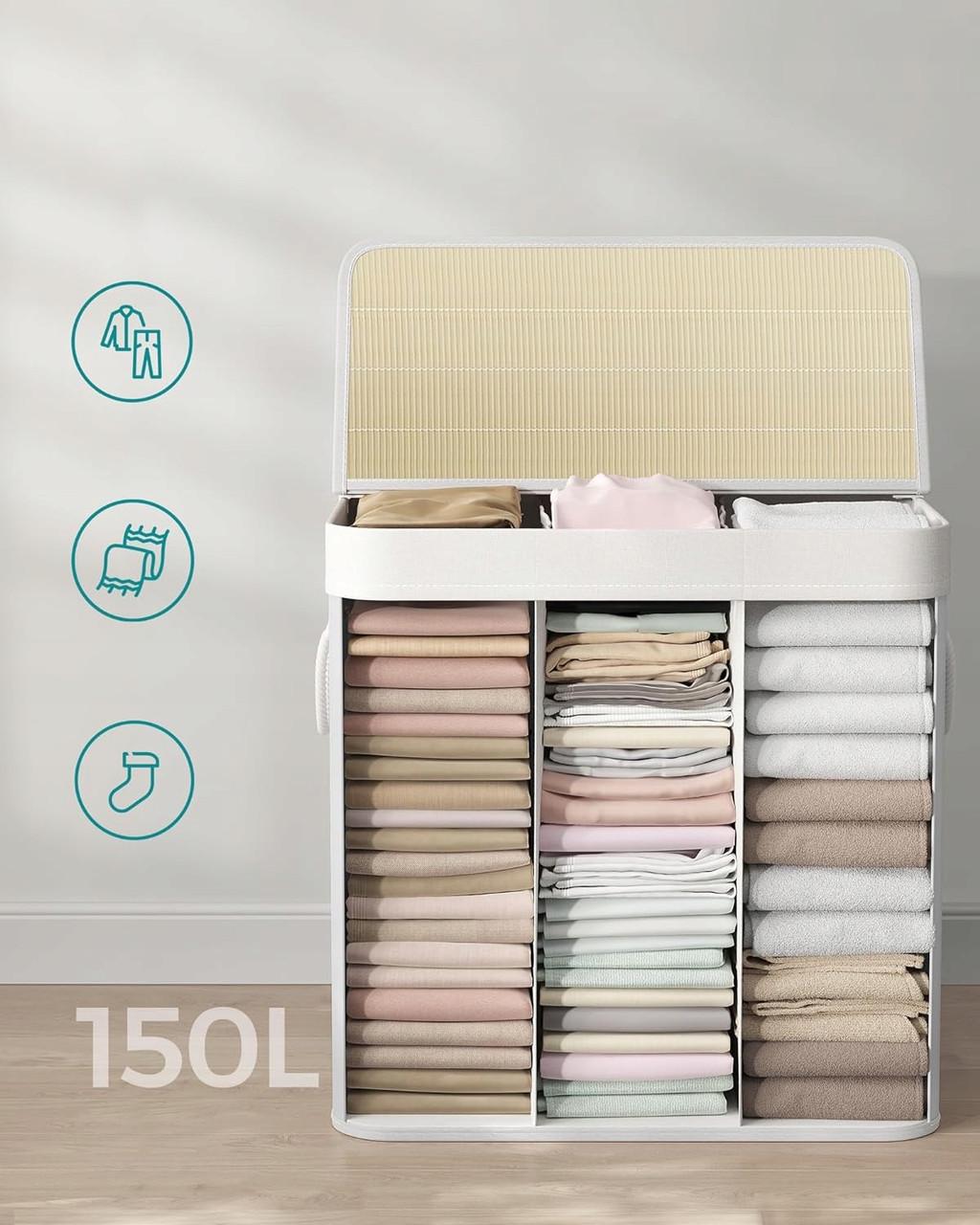 Корзина для белья Songmics бамбуковая 150 л Белый (2503817850) - фото 3 Корзина для белья Songmics бамбуковая 150 л Белый (2503817850) - фото 3