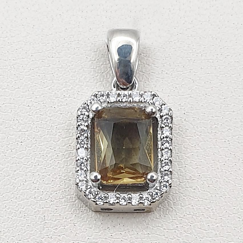 Серебряный кулон с султанитом и кубическим цирконием 1,89 г (2712511223)
