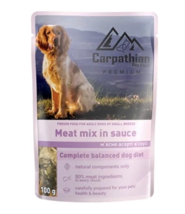 Корм вологий для собак Carpathian Pet Food курка яловичина індичка риба 100 г