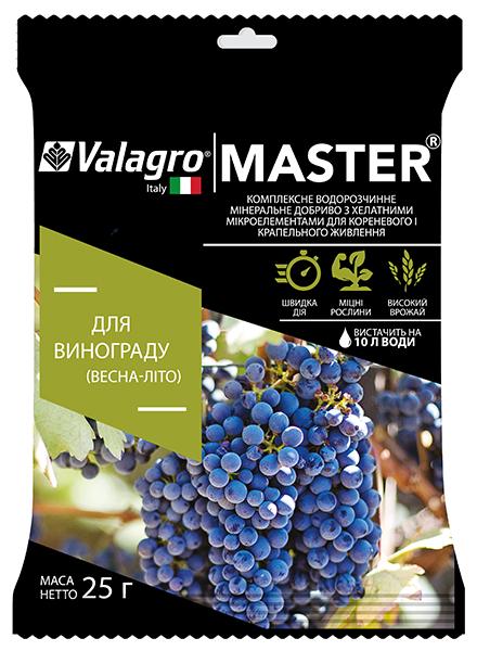 Удобрение комплексное минеральное для винограда Valagro Master NPK 17.6.18 весна-лето 25 г