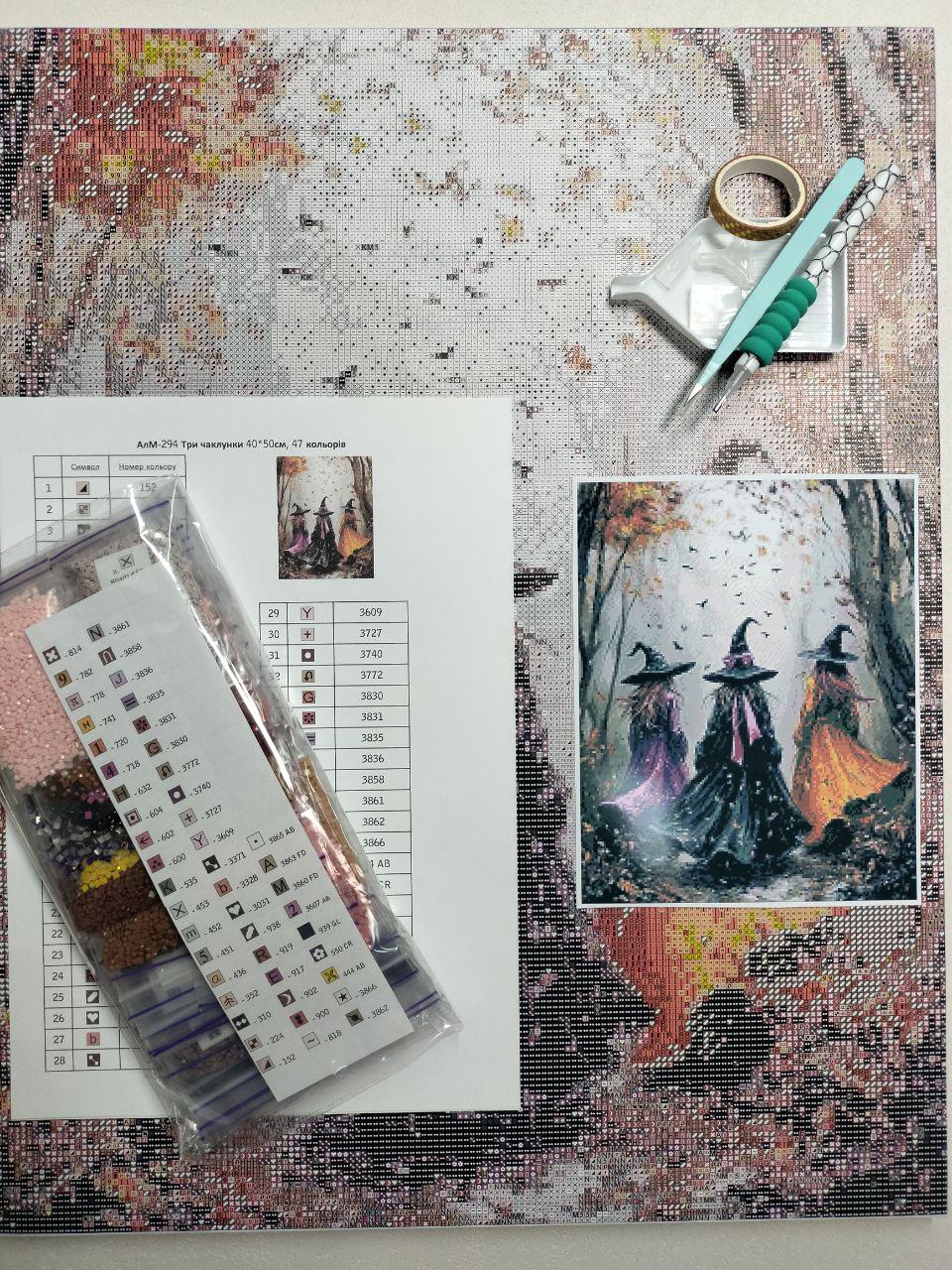 Алмазная мозаика АлМазка Три ведьмы квадратные алмазы на подрамнике 40x50 см (АлМ-294) - фото 5