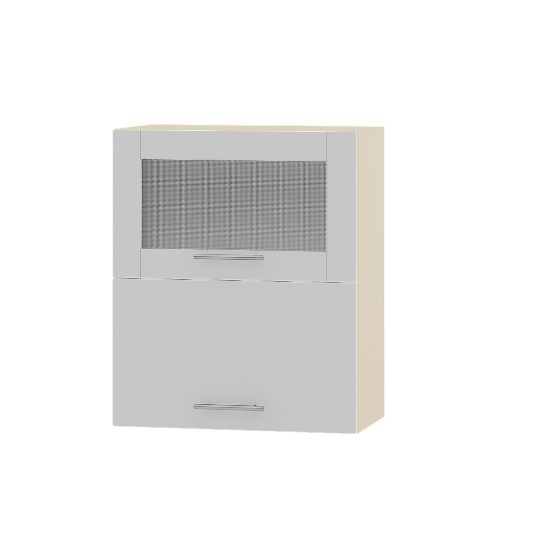 Шкаф верхний Эверест Оптима модуль Верх витрина ВВГ14-600 60х30х72 см Нимфея Альба/Дуб молочный (03657)