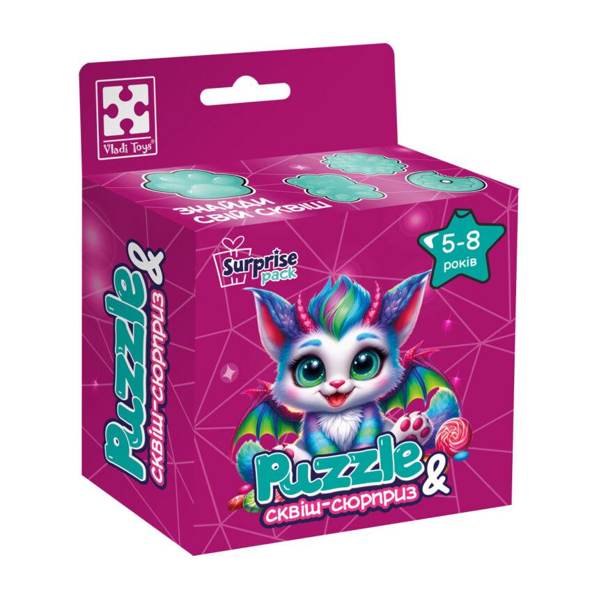 Пазлы детские с сюрпризом Vladi Toys Цветной дракончик 180 дет. Розовый (IP-177-P-1223)