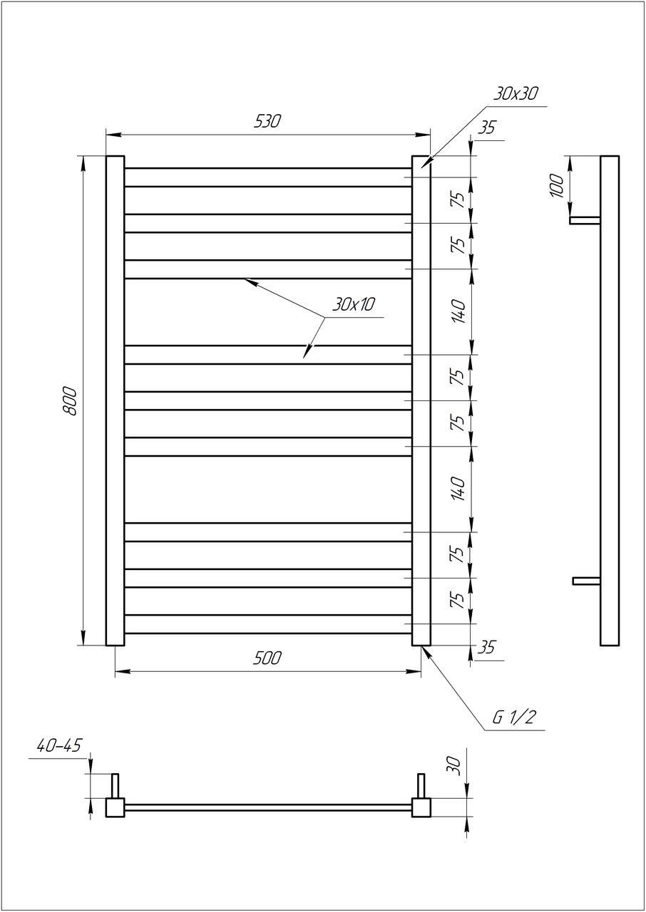 Полотенцесушитель S-Mix Tristar 800х530 мм Черный (1150276404) - фото 2 Полотенцесушитель S-Mix Tristar 800х530 мм Черный (1150276404) - фото 2