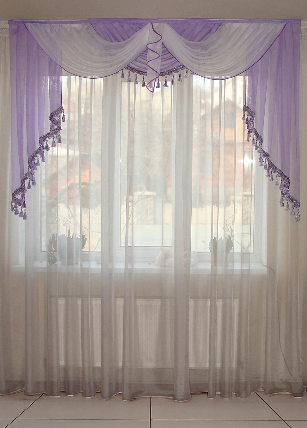 Ламбрекен Firanka Классика карниз 200 см Фиолетовый с белым (8_2м)