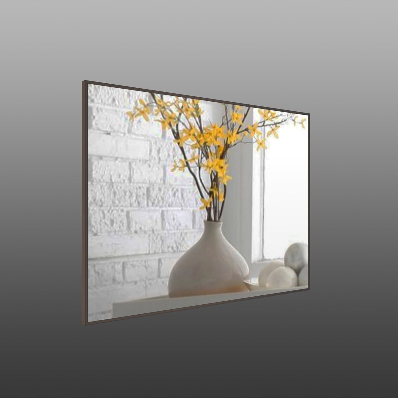 Зеркало настенное в алюминиевой раме Art-Com 700х500 мм Коричневый (Alum-Brown-23)