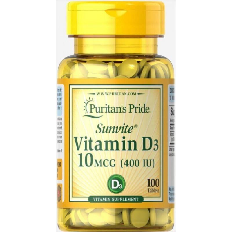 Вітаміни Puritan's Pride Vitamin D3 400 МО 100 таблеток (PTP-11140)