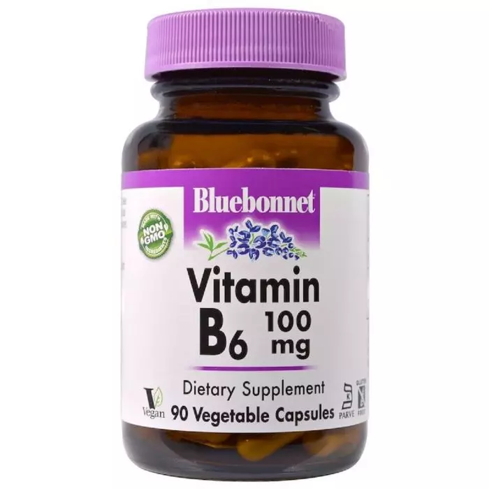 Витамин B6 100 мг Bluebonnet Nutrition 90 вегетарианских капсул (BLB0430)