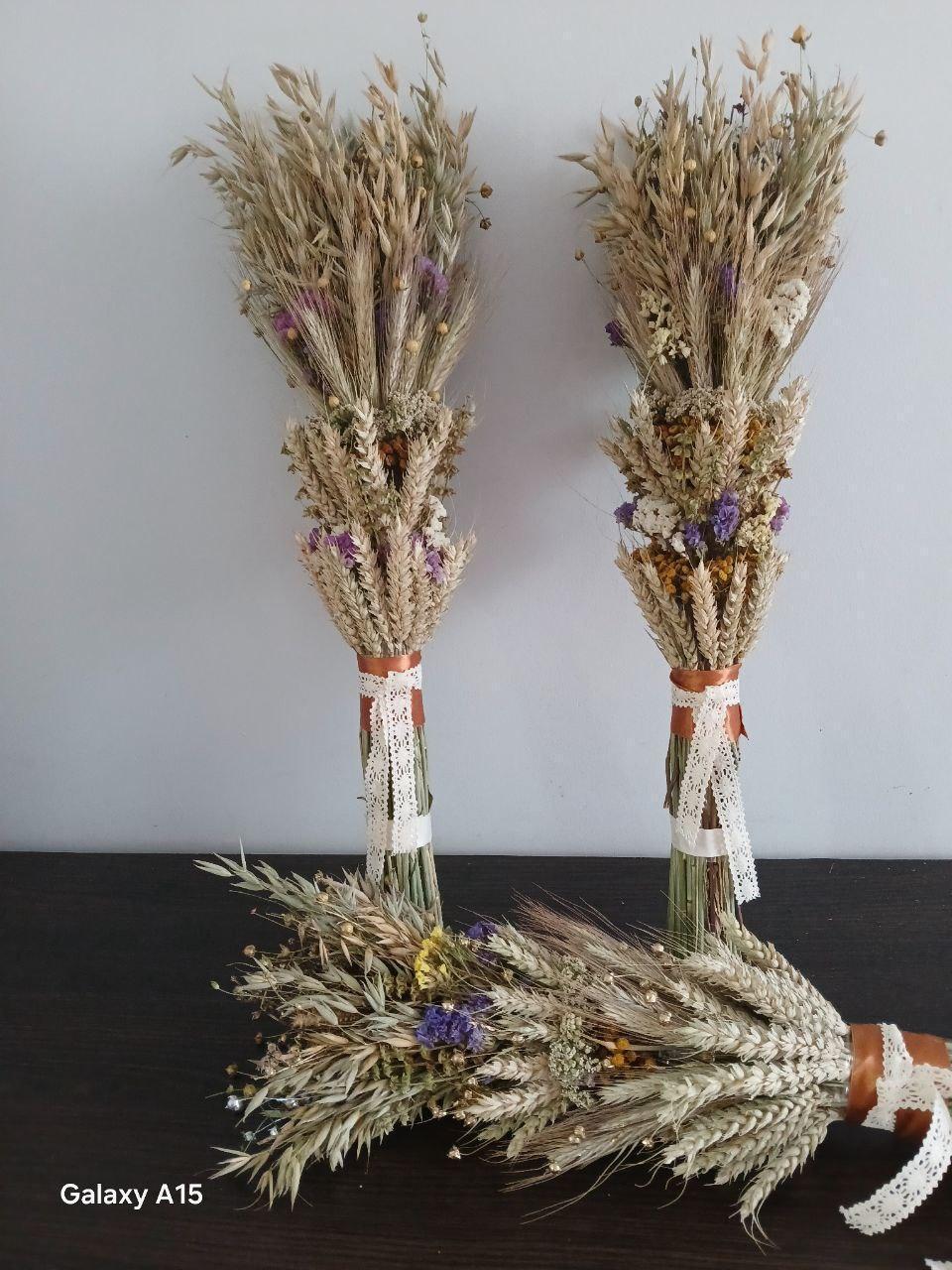 Дидух рождественский из колосья пшеницы/льна и овса 50-55 см с белой лентой (2822719487) - фото 8 Дидух рождественский из колосья пшеницы/льна и овса 50-55 см с белой лентой (2822719487) - фото 8