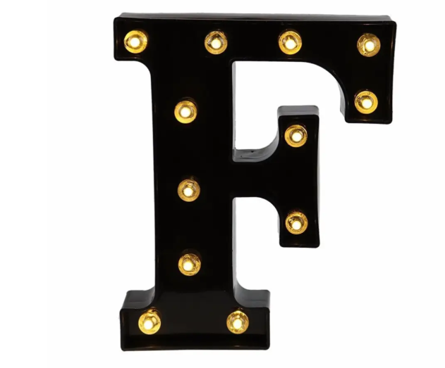 Літера з підсвіткою F об'ємна маленька 22x18 см Чорний (Ч1246) Літера з підсвіткою F об'ємна маленька 22x18 см Чорний (Ч1246)