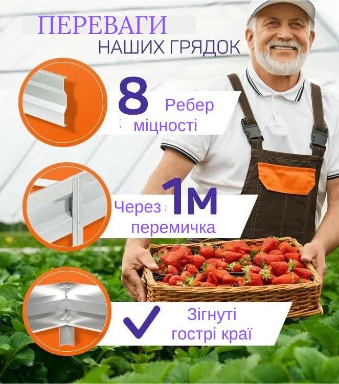 Грядка оцинкована 1,0х1,25 м 0,65 мм х 20 см Сріблястий - фото 4