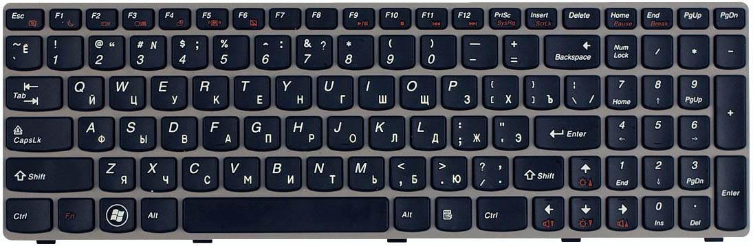 Клавіатура для ноутбука Lenovo IdeaPad Z560/Z565/G570/G770 Gray Frame Black Клавіатура для ноутбука Lenovo IdeaPad Z560/Z565/G570/G770 Gray Frame Black