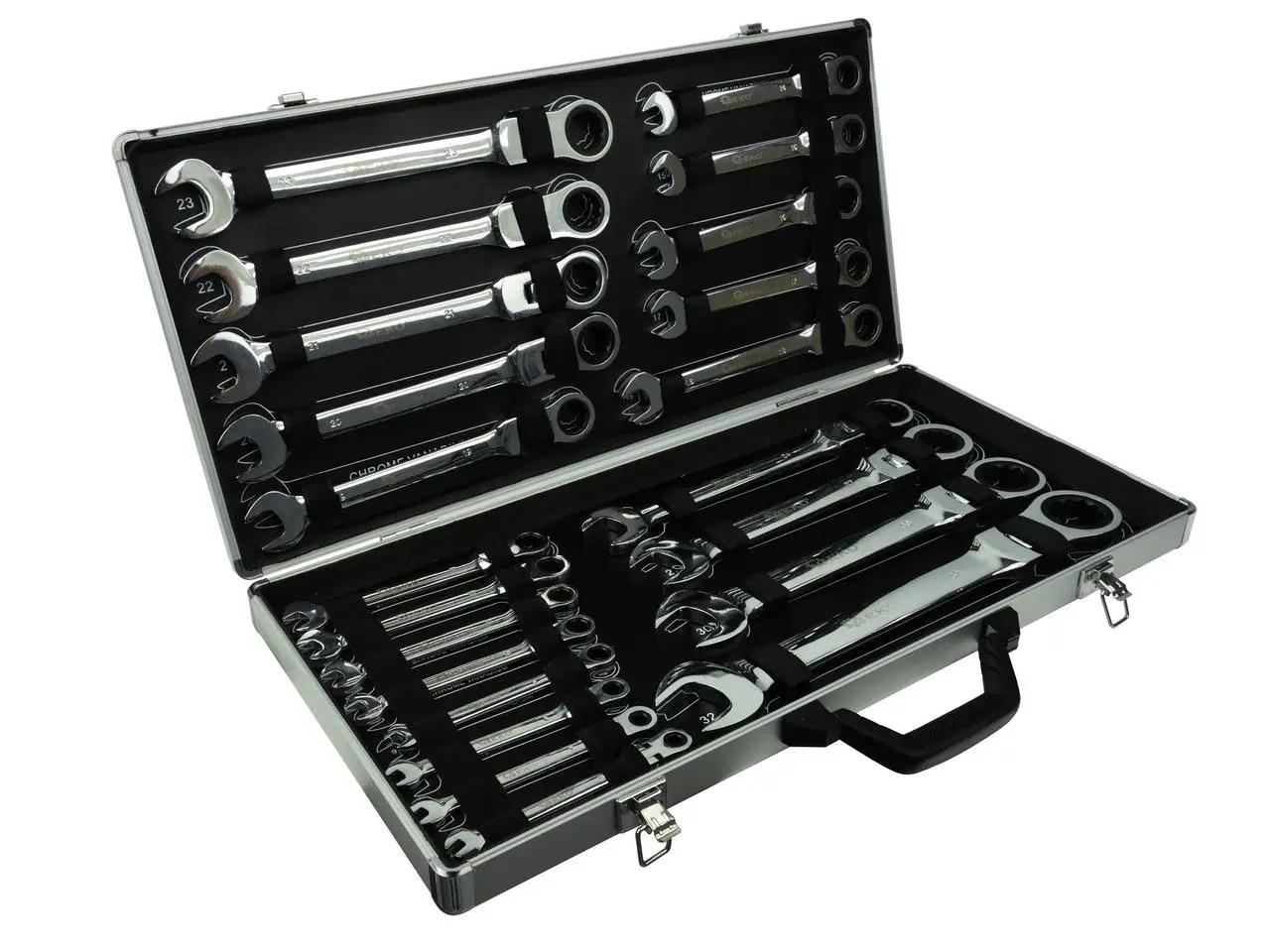 Набор комбинированных ключей с трещоткой Geko G10342 22 шт. 6-32 мм в металлическом чемодане