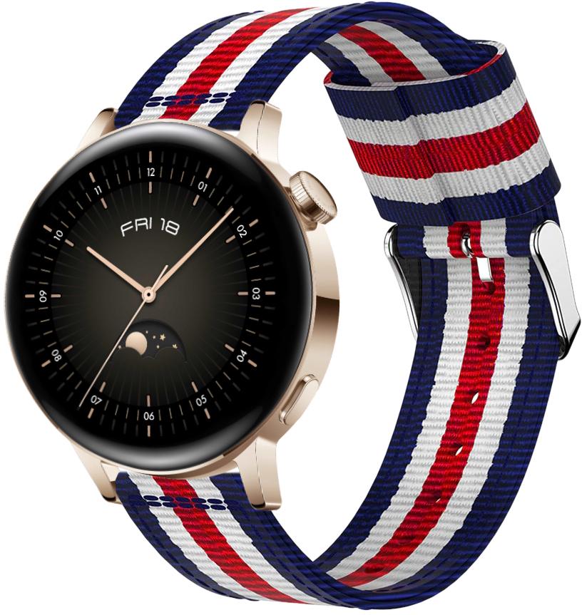 Ремешок тканевый Canvas для Huawei Watch GT3 42 мм Blue/White/Red (26254)