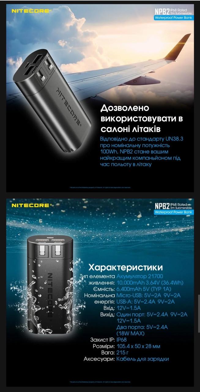 Повербанк водонепроникний Nitecore NPB2 18W 10000 mAh (18098974) - фото 9