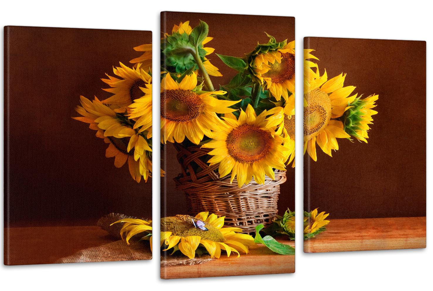 Картина модульная в гостиную/спальню Подсолнечники 53х100 см (Art-636_3)