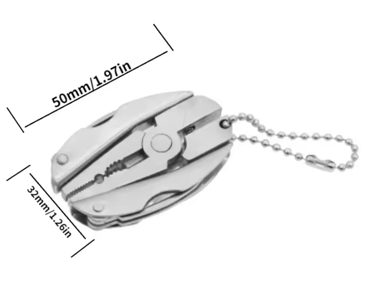 Брелок-мультитул кишеньковий міні нержавіюча сталь з чохлом (ce0d5594) - фото 2