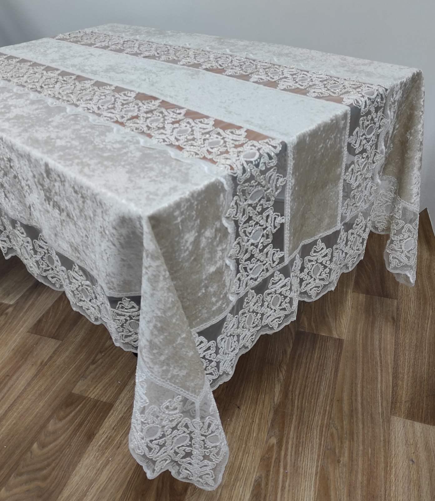 Скатертина велюрова Acme Tekstil PVS Charment 160x260 см Capuccino (CN37773)