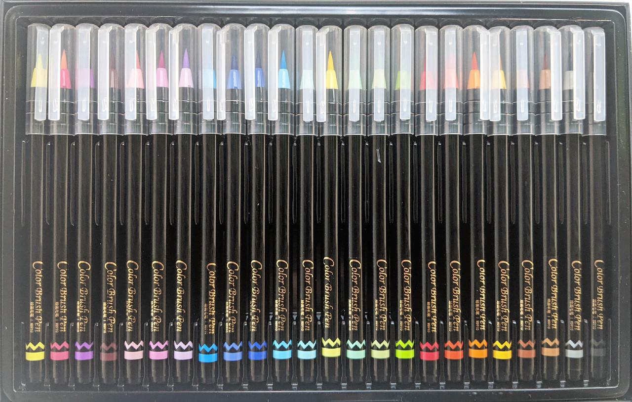 Набір акварельних маркерів Aihao Brushpen з пензликом для малювання 24 шт. (WB910-24)