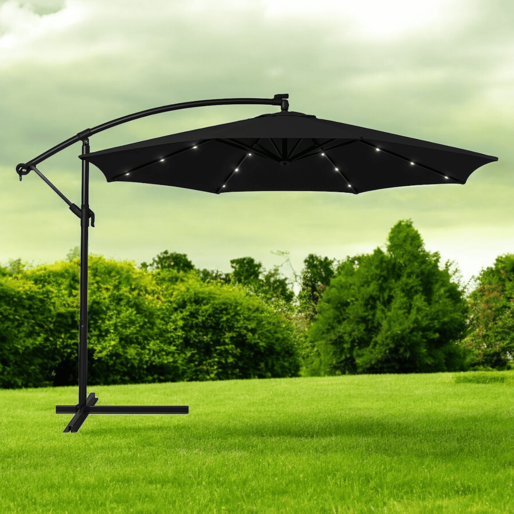 Садова парасолька WCG з поліестеру 160G сталевою рамою LED-підсвічування на сонячній панелі з чохлом 3 м Чорний (W-7011LED-BL1) - фото 1 Садова парасолька WCG з поліестеру 160G сталевою рамою LED-підсвічування на сонячній панелі з чохлом 3 м Чорний (W-7011LED-BL1) - фото 1