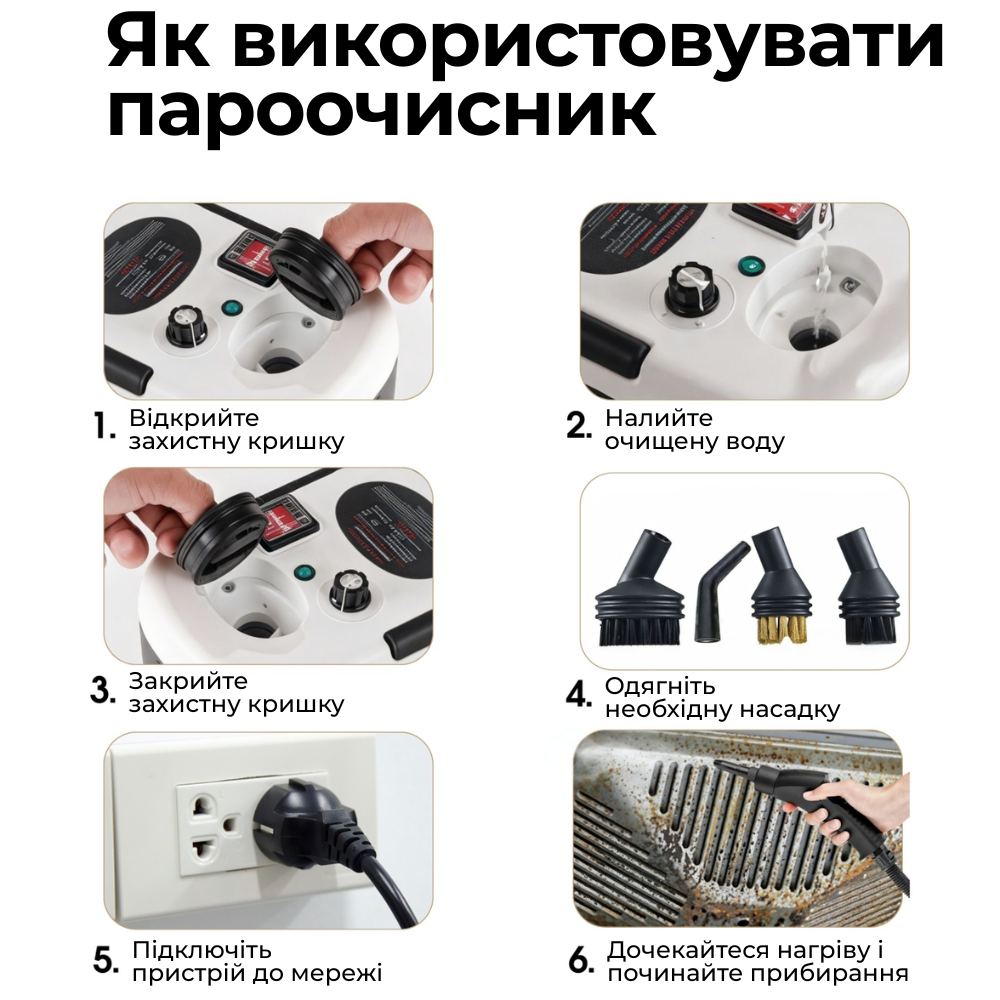 Пароочиститель для дома ручной Steam Cleaner 19в1 2500 Вт (5258888825) - фото 3 Пароочиститель для дома ручной Steam Cleaner 19в1 2500 Вт (5258888825) - фото 3