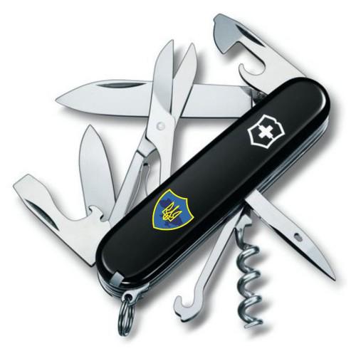 Мультитул Victorinox Climber Ukraine Тризуб на щите Сине-желтый/Черный (Vx13703.3_T1080u)