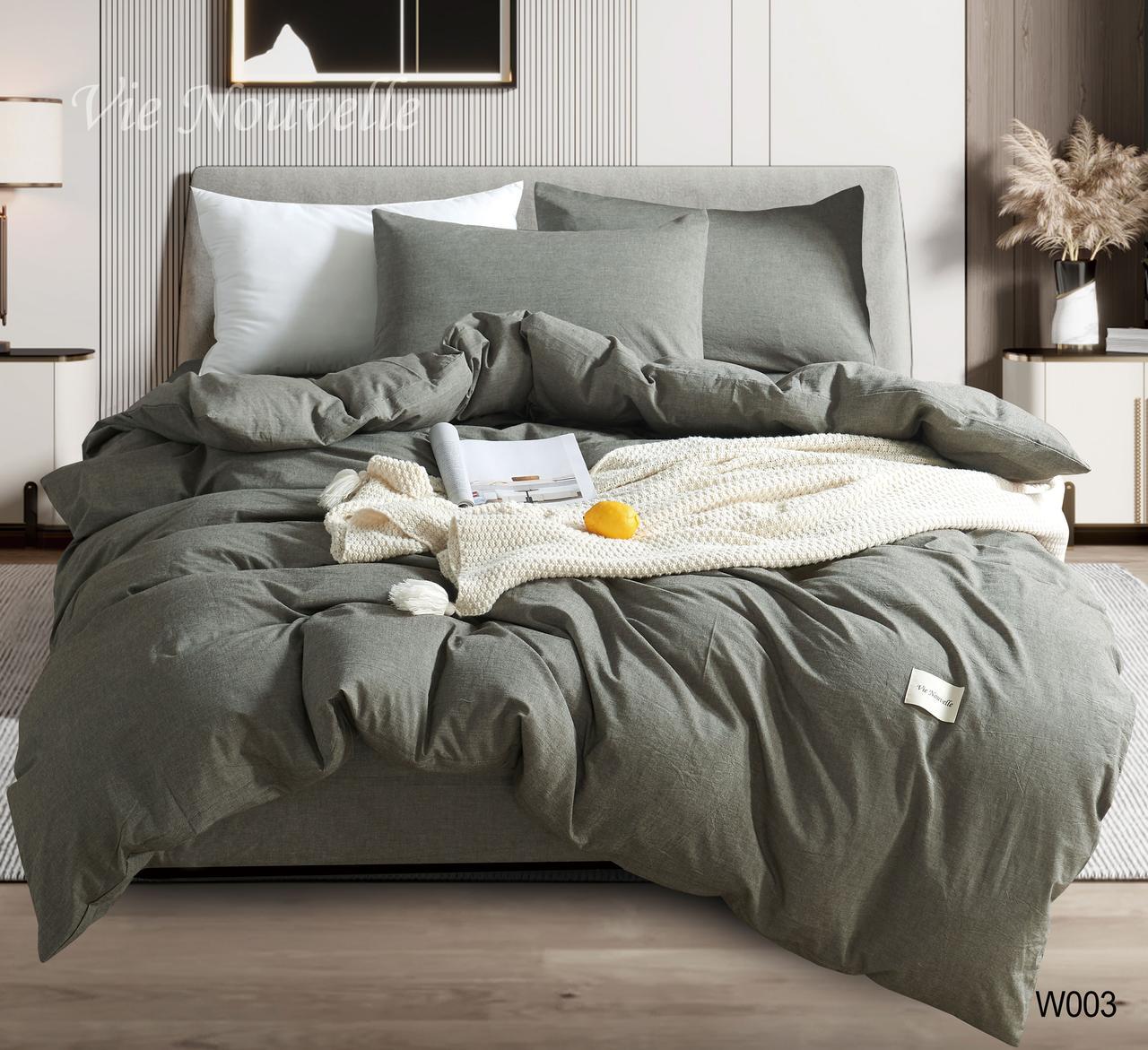 Постельное белье евро Vie Nouvelle Washed cotton вареный хлопок 200х220 см (W3E)