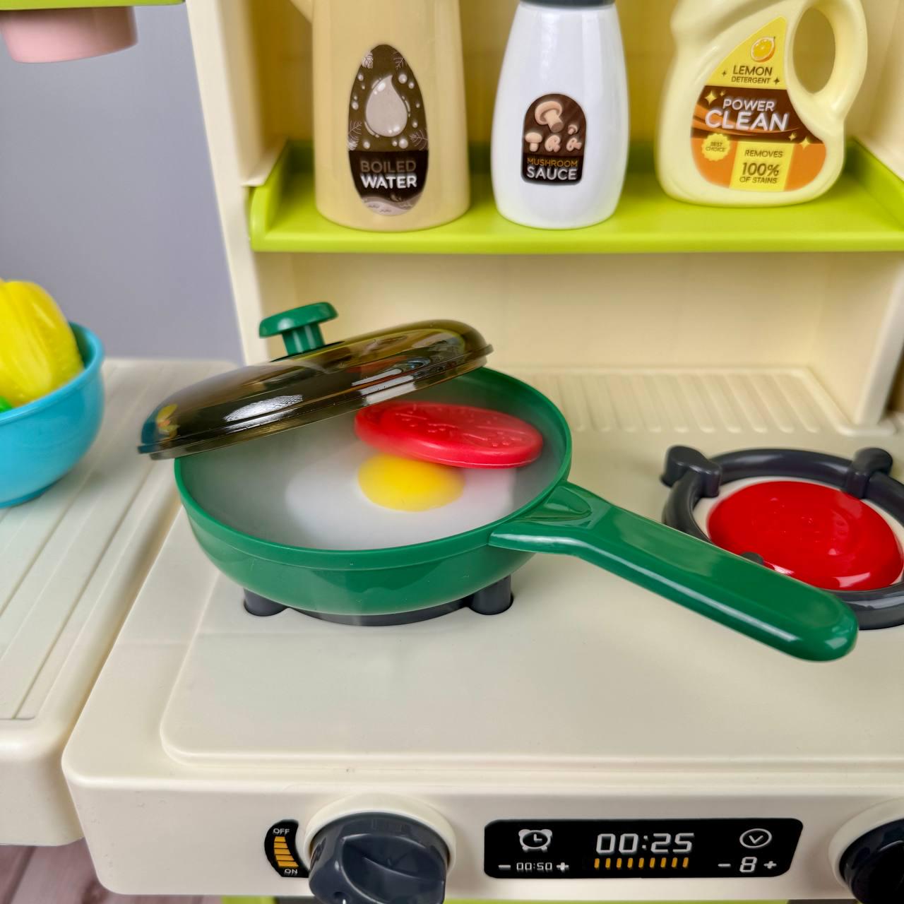 Детская кухня с паром/светом/звуком/посудой/овощами/холодильником 63 элемента 70 см (29480938) - фото 6