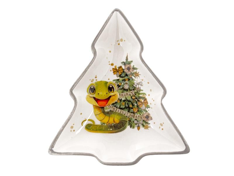 Блюдо новорічне Символ року Змія керамічне 15х2,5 см (858-0155)