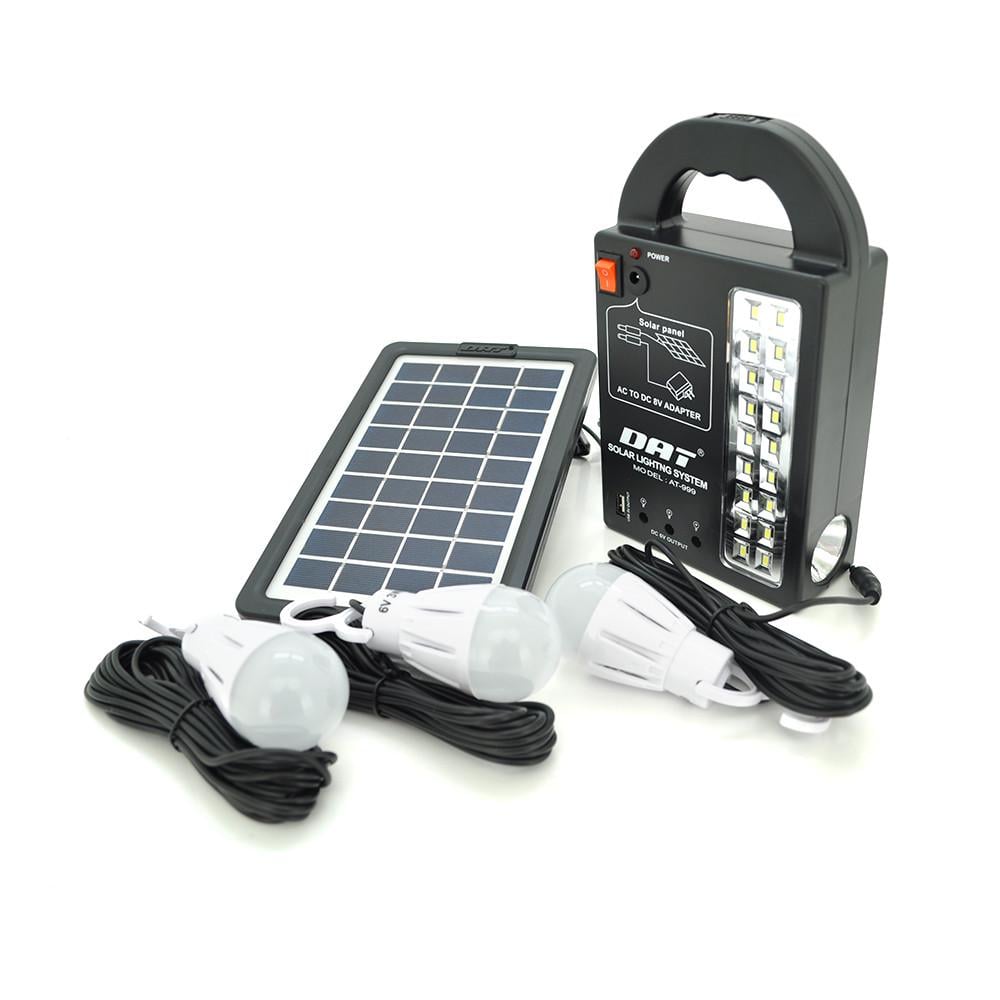 Фонарь переносной AT-999 Solar 2 режима радио/Bluetooth колонка 3 лампочки 3W USB-выход Black (DR011465)